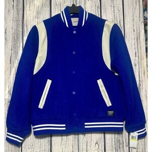 Hudson Jeans Varsity Bomber Jacket Royal Blue Wool Blend Men's‎ Large NWT $248